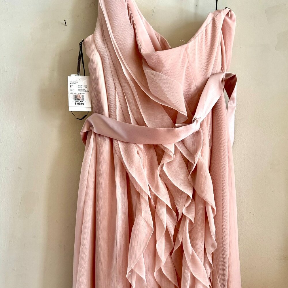 Vera Wang "WHITE" David's Bridal blush one shoulder ruffle maxi dress 2X - Picture 4 of 12